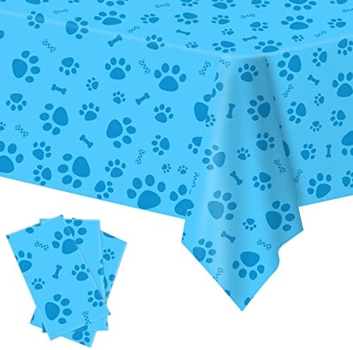 DUAIAI Paw Print Tablecloths 3 Pack Blue