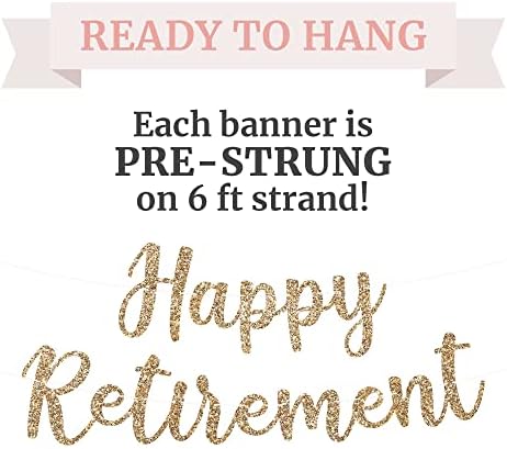 Pre-Strung Gold Glitter Happy Retirement Banner