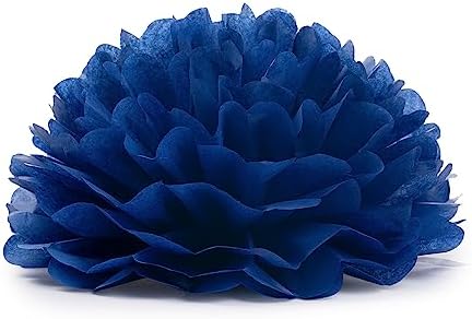 MISU 10 Inch Orange Navy Blue Tissue Paper Pom Poms
