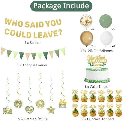 Roetyce Farewell Party Decorations Green Gold Banner Balloons Cake Toppers