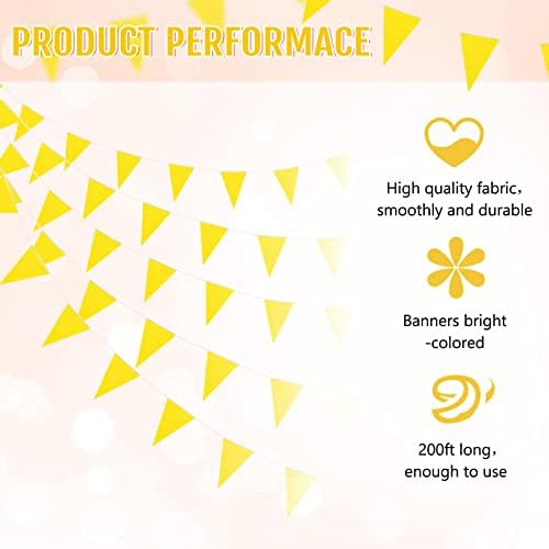 Tatuo 200 Feet Yellow Bunting Flags Party Decorations