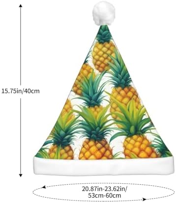 QinZheng Exotic Tropical Pineapples Print Santa Hat with LED Lights