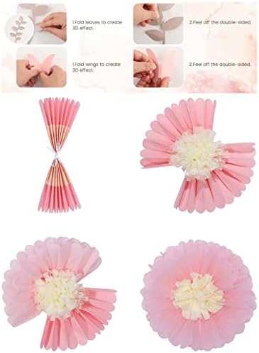 Fonder Mols Tissue Pom Poms Flowers Set of 21 Rose Pink