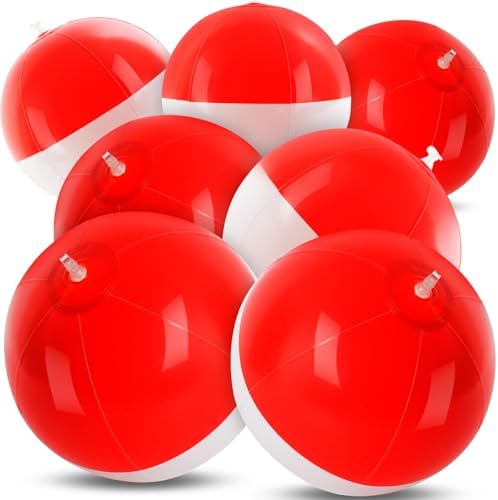 8PCS Cartoon Beach Ball Set-12 Inch Red White