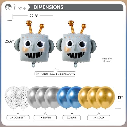 Pirese Robot Birthday Decor Banner