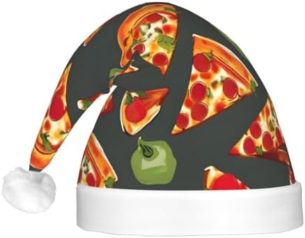 QinZheng LED Pizza Pattern Santa Hat Christmas Decor