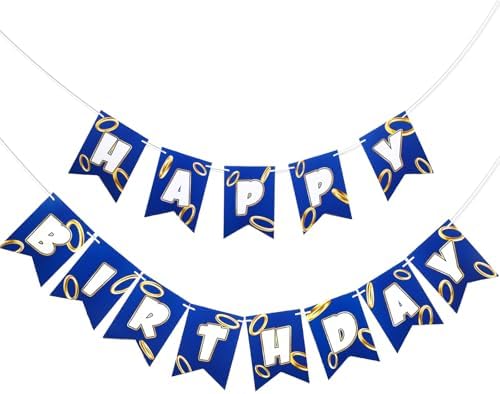 Blue Golden Birthday Party Decorations Banner
