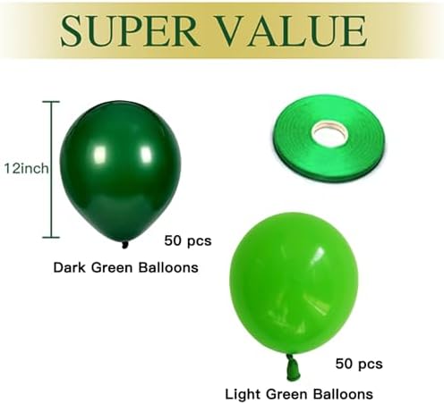 Zesliwy 100pc 12 Inch Green Latex Balloons Set