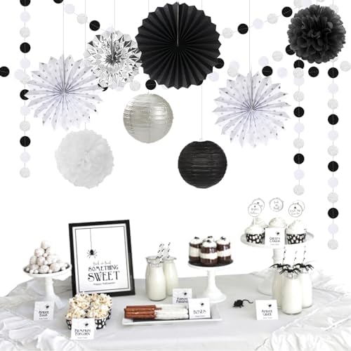 Black White Silver Party Decorations 33pcs Kit