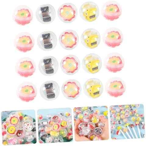 20 Pcs Refillable Capsules with Cute Pencil Topper Erasers