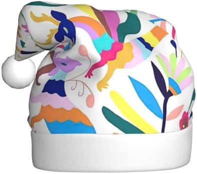 QINZHENG Personalized Santa Hat with Mexican Otomi Animals Print 1