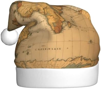 World Map Print Funny Christmas Santa Hat for Adults