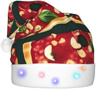 QINZHENG LED Pizza Santa Hat Christmas Decoration