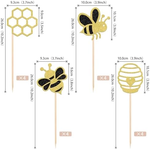 12PCS Bumble Bee Centerpiece Sticks Glitter