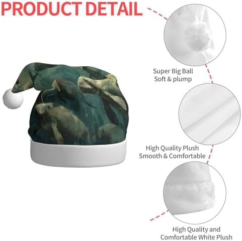 Manatee Animals Print Santa Hat Plush Funny Christmas Headwear