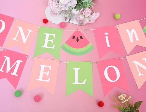 One in a Melon Birthday Banner - Watermelon Party Decoration