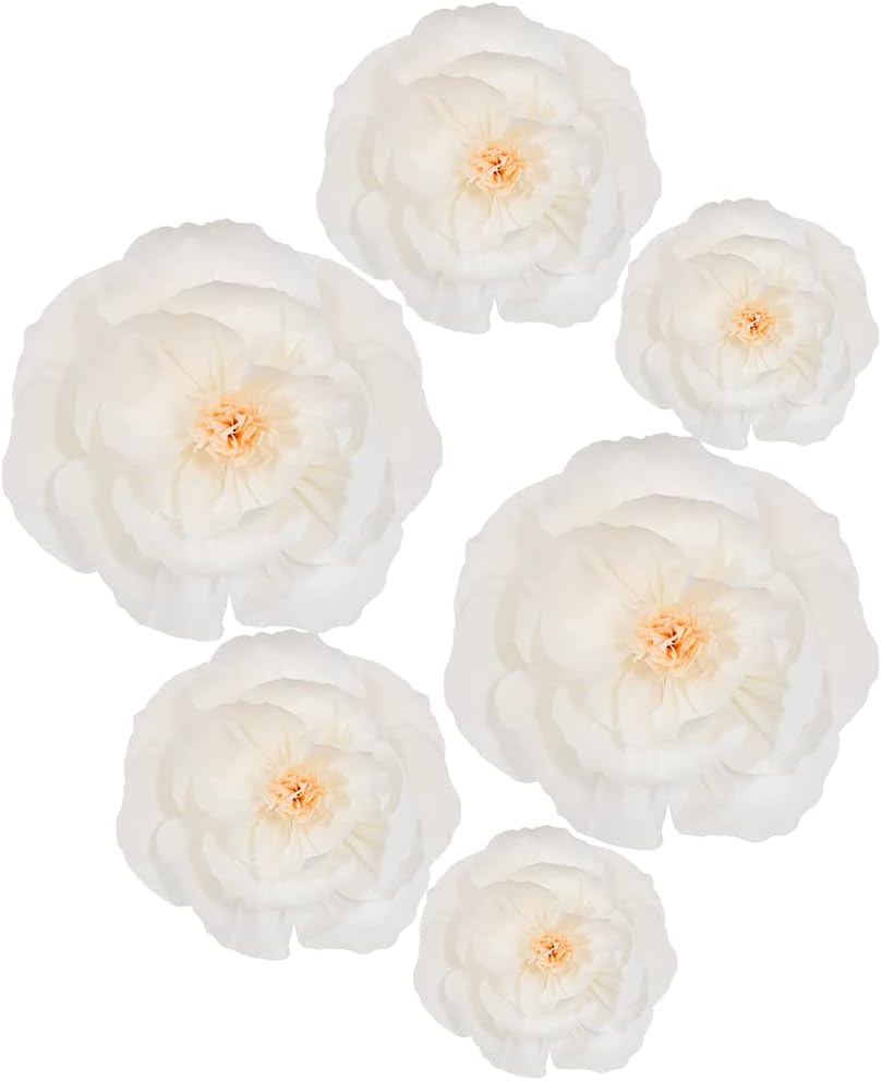 BEISHIDA 6 Piece Paper Flower Decoration Set White