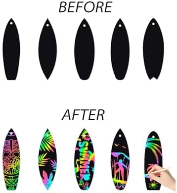 48PCS Rainbow Surfboard Scratch Art Paper for Kids