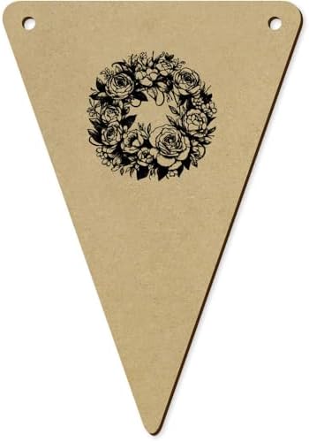 5 x 140mm Wreath of Roses Wooden Bunting Flags