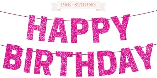 Prestrung Happy Birthday Banner with Glitter