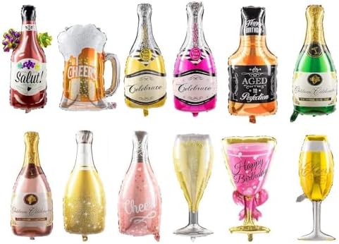 Collect Present Champagne and Wine Balloons Set of 12