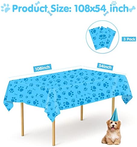 DUAIAI Paw Print Tablecloths 3 Pack Blue