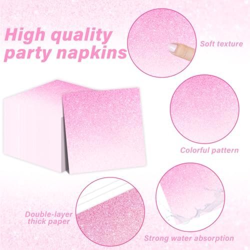 ZOIIWA 96 Pcs Ombre Pink Party Supplies Set