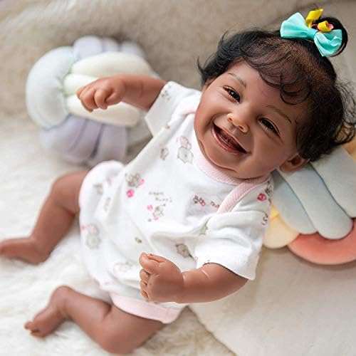 Ecomgoo 20 Inch Reborn Baby Doll Black Realistic Laughing