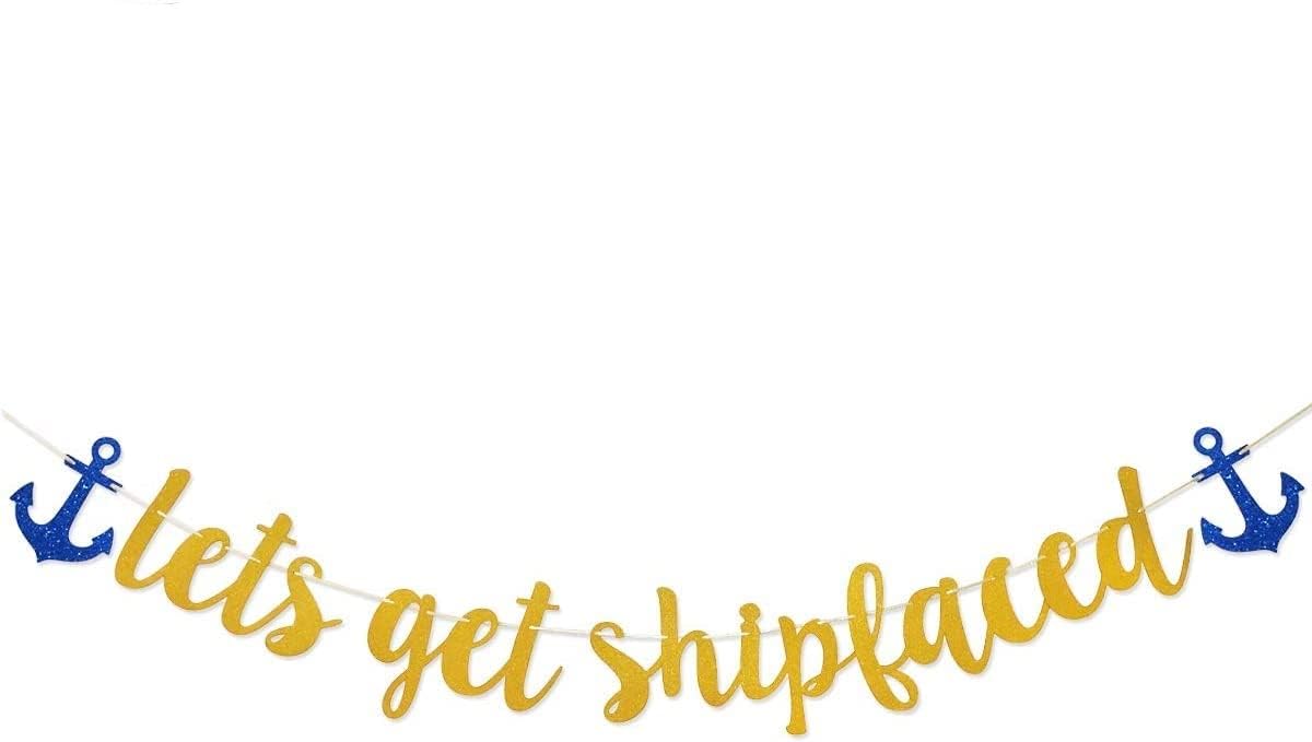 Wulagogo Gold Glitter Nautical Banner