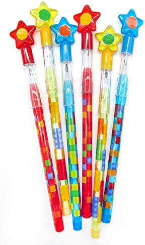 Tiny Mills 24 Pcs Building Block Stacking Pencils with Erasers