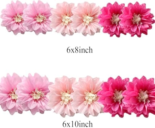 12pcs Pink Paper Pom Poms Wedding Decor DIY Hanging Flowers