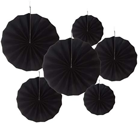 MOWO Black Paper Fans Hanging Decoration 6pc