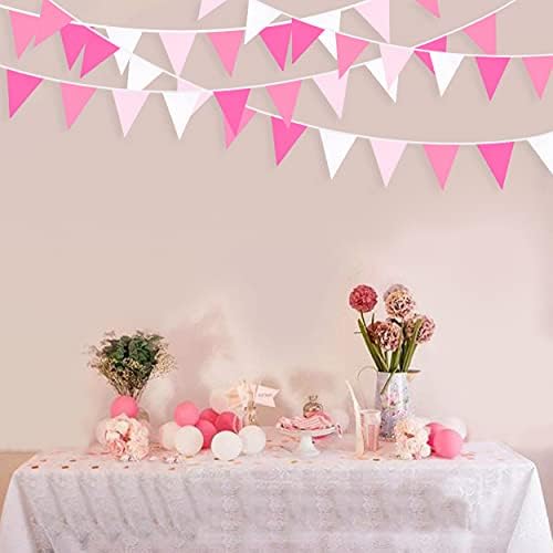 32 Ft Hot Pink Rose Pennant Banner Garland Kit for Parties