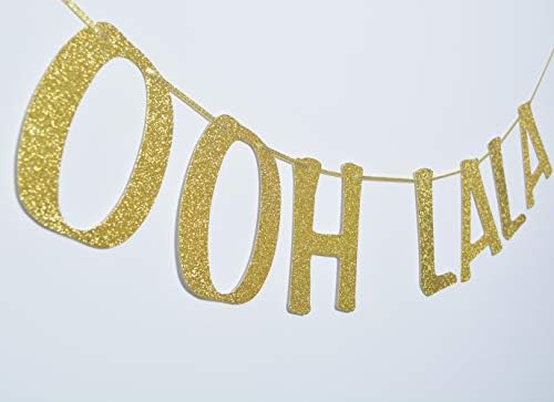 Paris Themed Gold Glitter Banner Decor