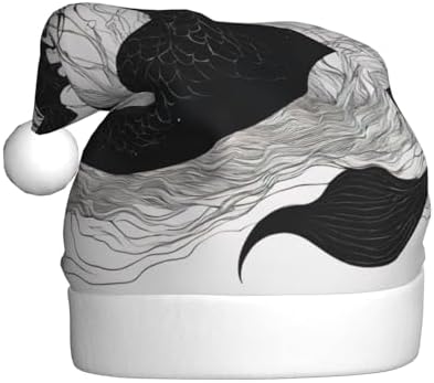 Dark Mermaid 04 Print Christmas Santa Hat Plush for Adults