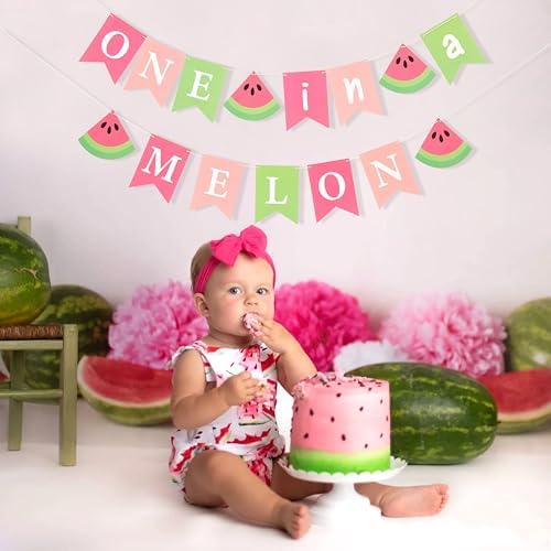 One in a Melon Birthday Banner - Watermelon Party Decoration