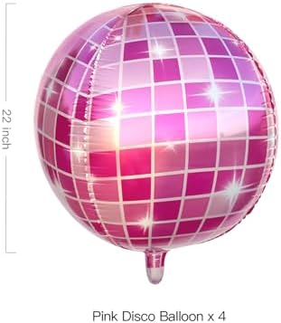 4D Disco Foil Balloons Set of 4 Shiny Pink