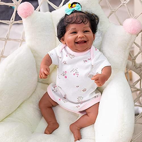 Ecomgoo 20 Inch Reborn Baby Doll Black Realistic Laughing