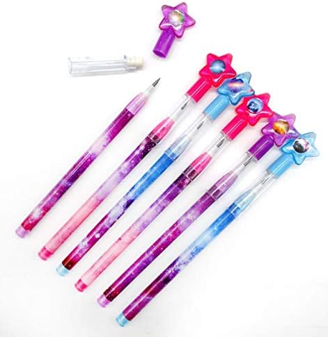 Tiny Mills 24 Pcs Galaxy Outer Space Stackable Pencil with Eraser