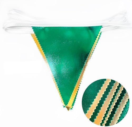 Green Gold Metallic Triangle Pennant Banner Flag Bunting Garland for Parties
