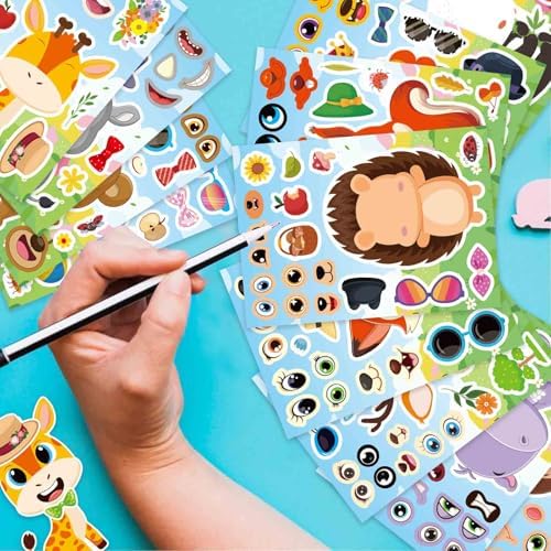 24 Sheet Face Stickers with 12 Animal Designs for Kids