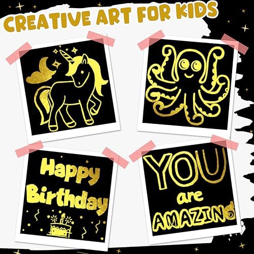 ZMLM Gold Scratch Art Notes 160 Pcs Mini Party Favors