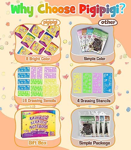 Pigipigi Scratch Paper Party Favor 16 Pack Art Craft Set