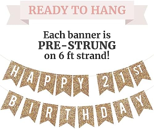 Perfect Occasion Happy 21st Birthday Gold Banner Pre-Strung