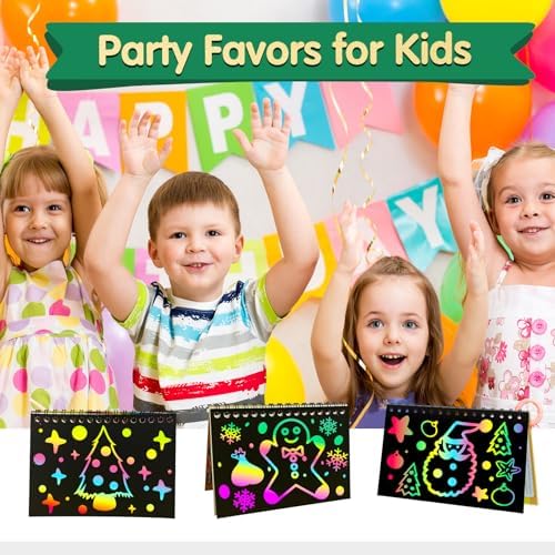 ZMLM Rainbow Scratch Art Notebook 16 Pcs Kids Craft Kit
