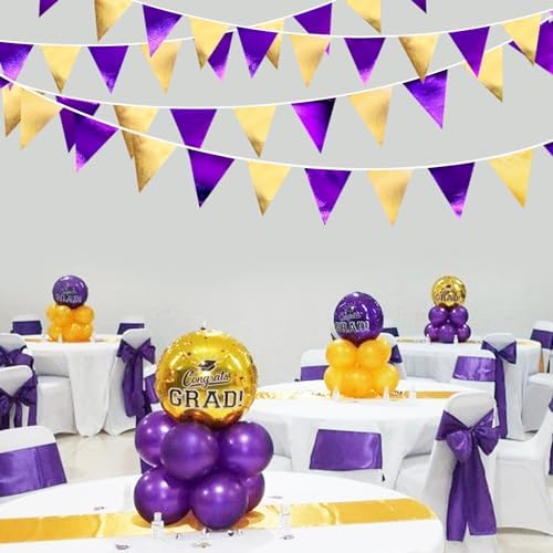 Pinkblume Purple Gold Party Decorations Flag Bunting Garland