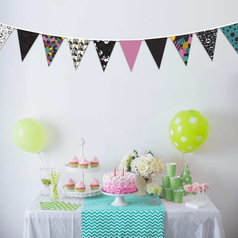 Jack and Sally Themed Fabric Pennant Banner