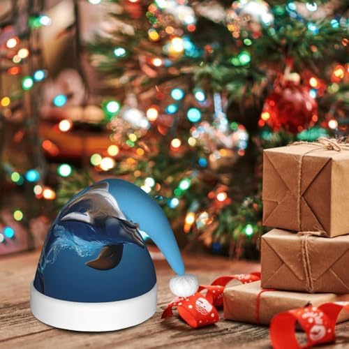 Unique 3D Dolphin Print Santa Hat Plush