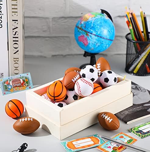 Zhanmai Valentine Sports Stress Balls with Cards 48 Pcs