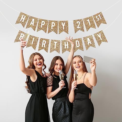 Perfect Occasion Happy 21st Birthday Gold Banner Pre-Strung